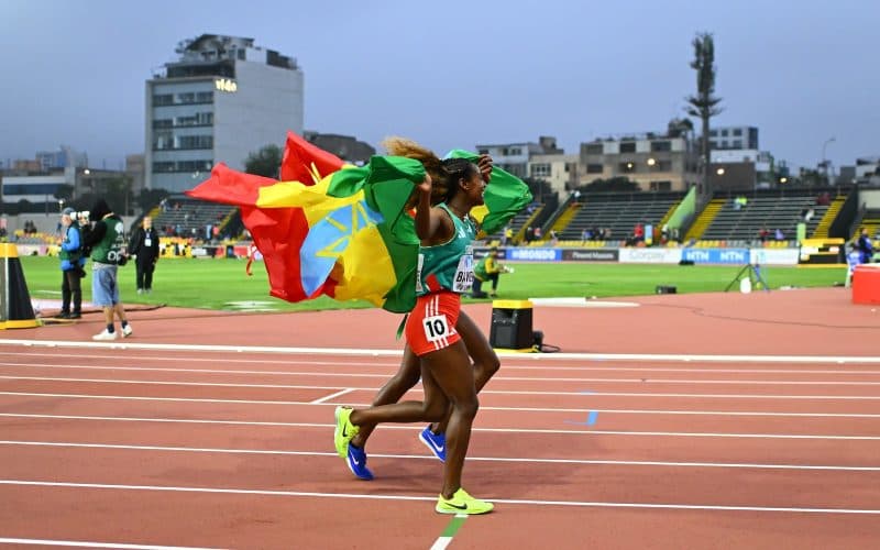 Athlete running on track
